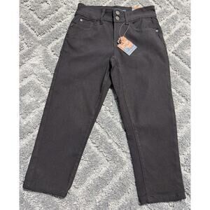 Indigo Poppy Size 4 Black Denim Tummy Control Capris Stretch